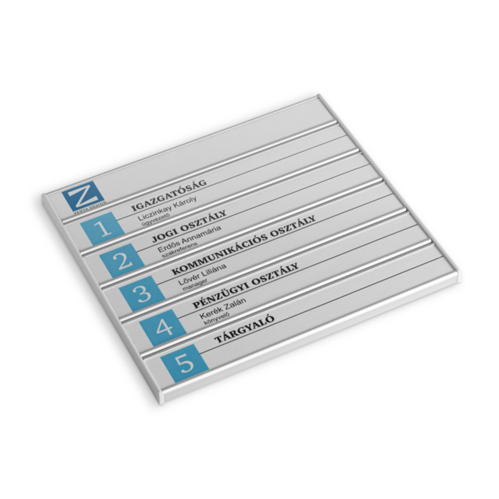 6 soros alumínium ajtó névtábla